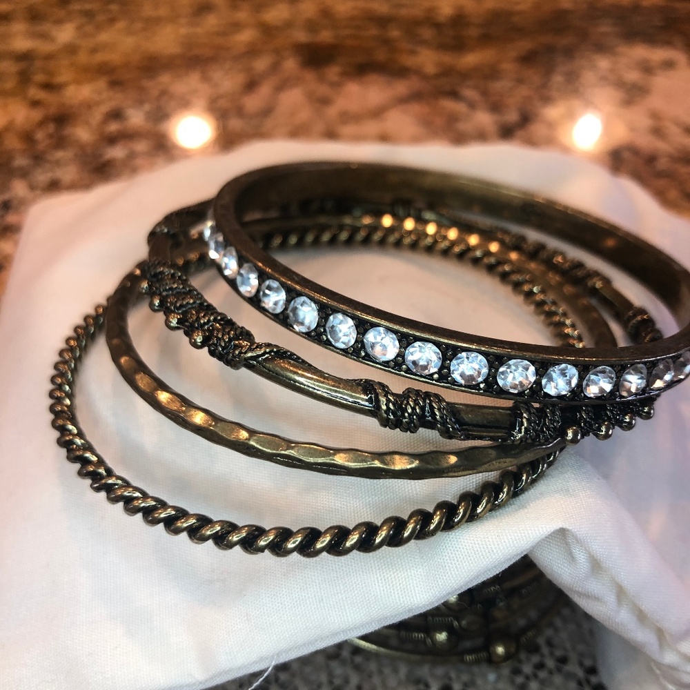 Premier Designs matte brass bangles